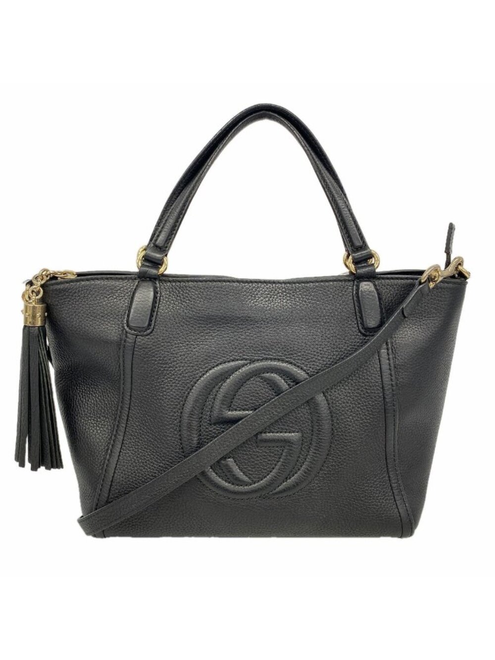 Gucci Handbag Soho Leather Black Gold 2-Way